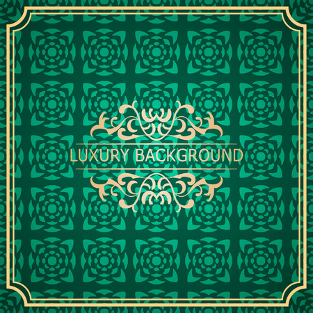 Invitation vintage card. Golden luxury background with frame. Template for designのイラスト素材