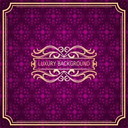 Invitation vintage card. Golden luxury background with frame. Template for designのイラスト素材