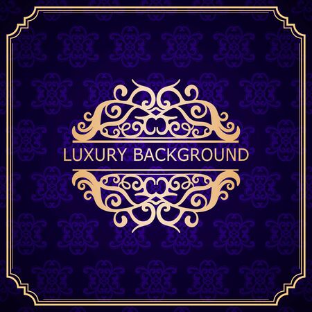 Invitation vintage card. Golden luxury background with frame. Template for designのイラスト素材