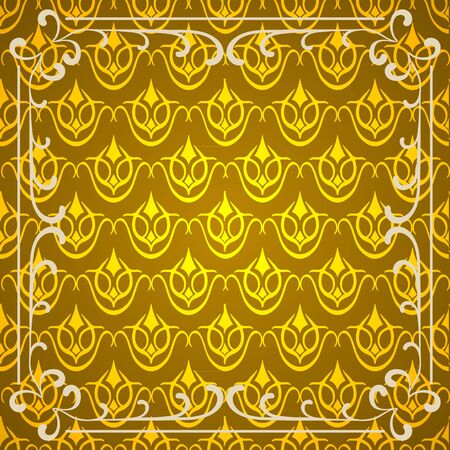 Invitation vintage card. Golden luxury background with frame. Template for designのイラスト素材