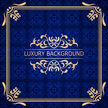 Invitation vintage card. Golden luxury background with frame. Template for designのイラスト素材