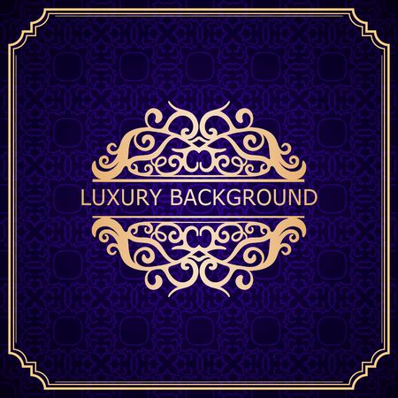 Invitation vintage card. Golden luxury background with frame. Template for designのイラスト素材