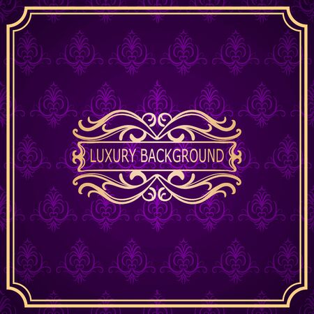 Invitation vintage card. Golden luxury background with frame. Template for designのイラスト素材