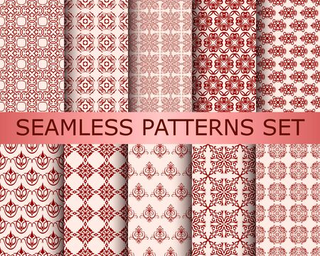 Collection of seamless ornamental patterns. Template for designの写真素材