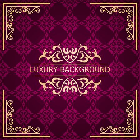 Invitation vintage card. Golden luxury background with frame. Template for designの写真素材