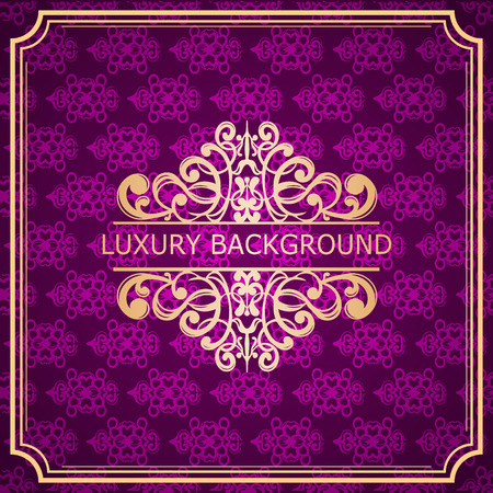 Invitation vintage card. Golden luxury background with frame. Template for designの写真素材