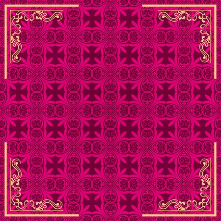 Invitation vintage card. Golden luxury background with frame. Template for designのイラスト素材