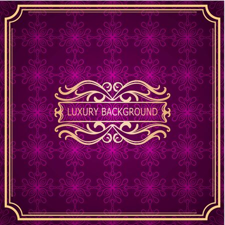 Invitation vintage card. Golden luxury background with frame. Template for designのイラスト素材