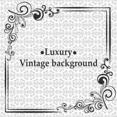 Beautiful Background with antique, luxury gray ornament and vintage frame.のイラスト素材