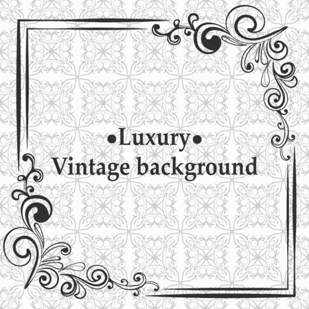 Background with antique, luxury gray ornament and vintage frameのイラスト素材