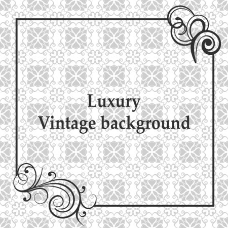 Background with antique, luxury gray ornament and vintage frameのイラスト素材