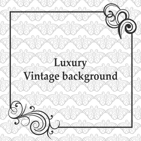 Border Background with antique, luxury gray ornament and vintage frame.のイラスト素材
