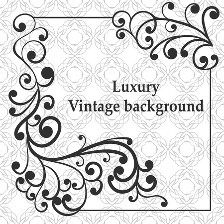 Background with antique, luxury gray ornament and vintage frameのイラスト素材