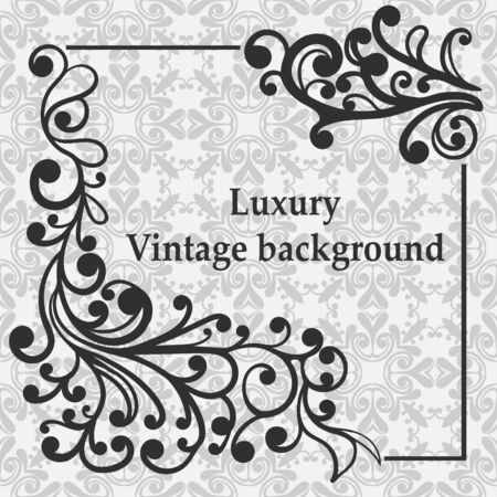 Pattern with antique, luxury gray ornament and vintage frameのイラスト素材