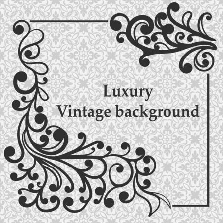 Pattern with antique, luxury gray ornament and vintage frameのイラスト素材