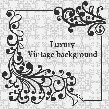 Pattern with antique, luxury gray ornament and vintage frameのイラスト素材