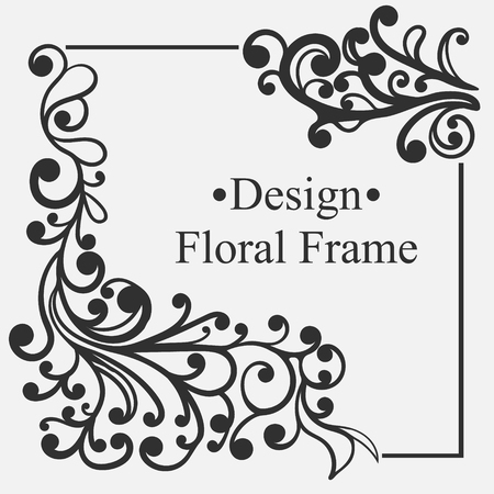 Elegant vintage frame with floral pattern. Template for designのイラスト素材