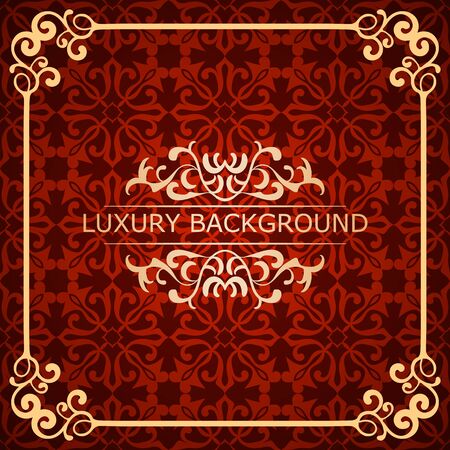 Invitation vintage card. Golden luxury background with frame. Template for designのイラスト素材