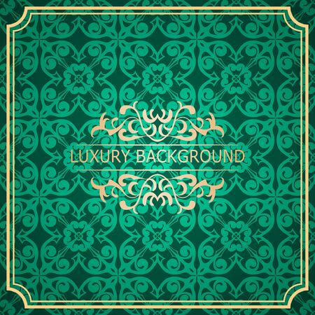 Invitation vintage card. Golden luxury background with frame. Template for designのイラスト素材