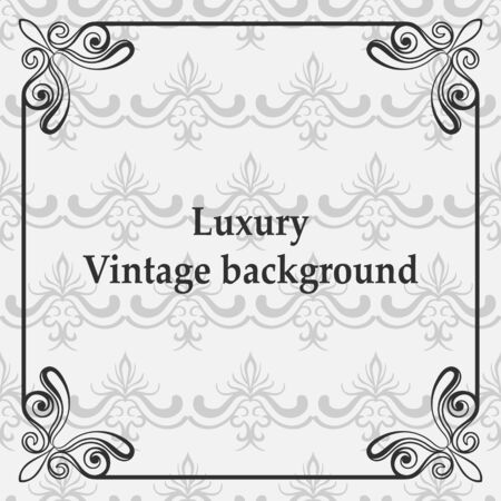 Background with antique, luxury gray ornament and vintage frameのイラスト素材
