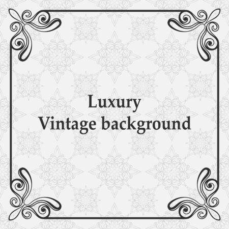 Background with antique, luxury gray ornament and vintage frameのイラスト素材