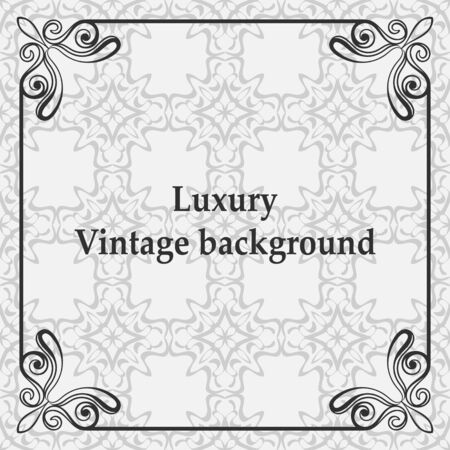 Background with antique, luxury gray ornament and vintage frameのイラスト素材