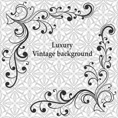 Background with antique, luxury gray ornament and vintage frameのイラスト素材