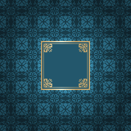 Vintage golden frame on colored ornamental luxury backgroundのイラスト素材