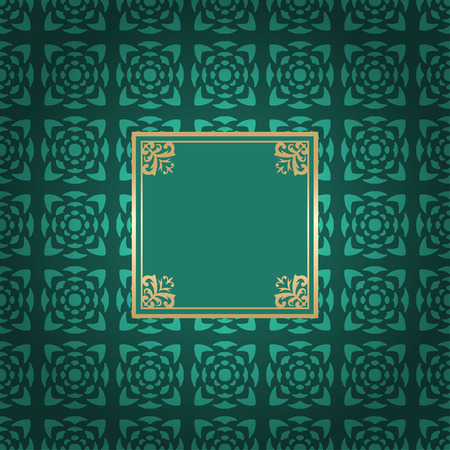 Vintage golden frame on colored ornamental luxury backgroundのイラスト素材