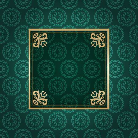 Vintage golden frame on colored ornamental luxury backgroundのイラスト素材