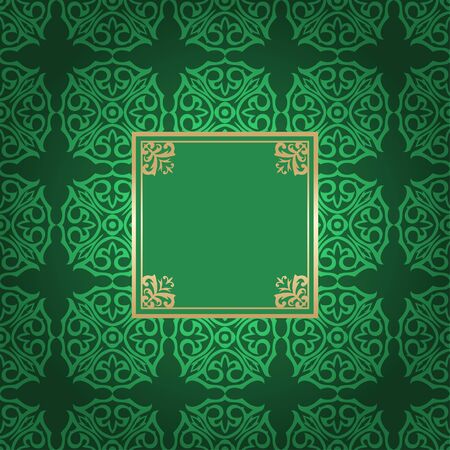 Vintage golden frame on colored ornamental luxury backgroundのイラスト素材