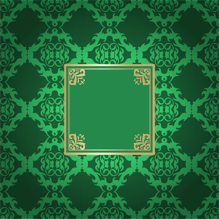 Vintage golden frame on colored ornamental luxury backgroundのイラスト素材