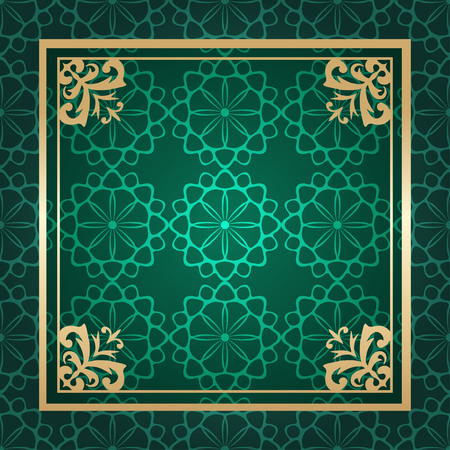 Vintage golden frame on colored ornamental luxury backgroundのイラスト素材
