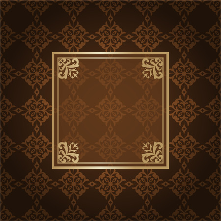 Vintage golden frame on colored ornamental luxury backgroundのイラスト素材