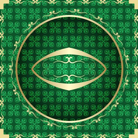 Ornamental colored luxury background with golden frame. Template for designのイラスト素材