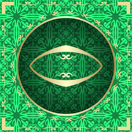 Ornamental colored luxury background with golden frame. Template for designのイラスト素材