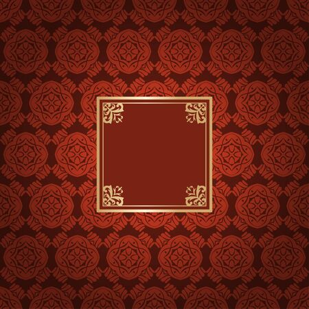 Vintage golden frame on colored ornamental luxury backgroundのイラスト素材