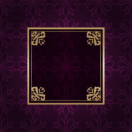 Vintage golden frame on colored ornamental luxury backgroundのイラスト素材