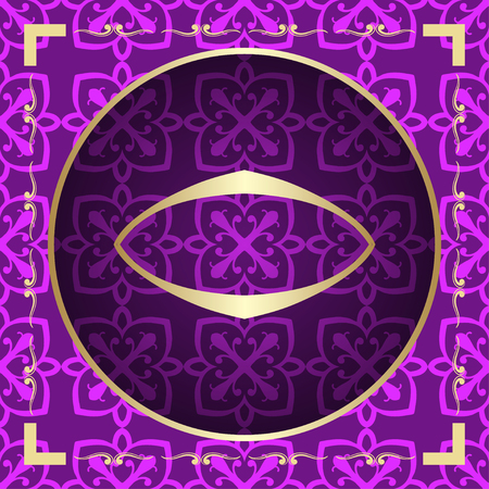 Ornamental colored luxury background with golden frame. Template for designのイラスト素材