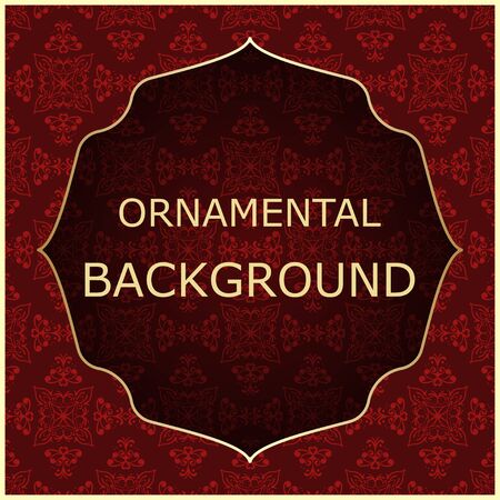 A luxury vintage vector card. Color background with beautiful ornaments and golden screen frame.のイラスト素材