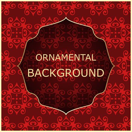 A luxury vintage vector card. Color background with beautiful ornaments and golden screen frame.のイラスト素材