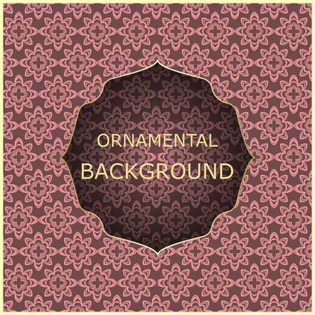 A luxury vintage vector card. Color background with beautiful ornaments and golden screen frame.のイラスト素材