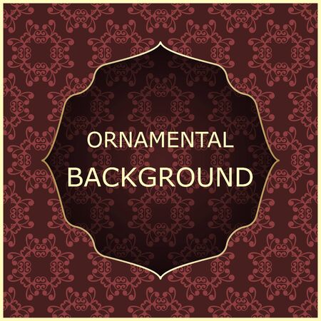 A luxury vintage vector card. Color background with beautiful ornaments and golden screen frame.のイラスト素材