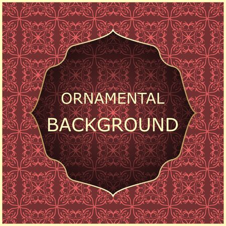 A luxury vintage vector card. Color background with beautiful ornaments and golden screen frame.のイラスト素材