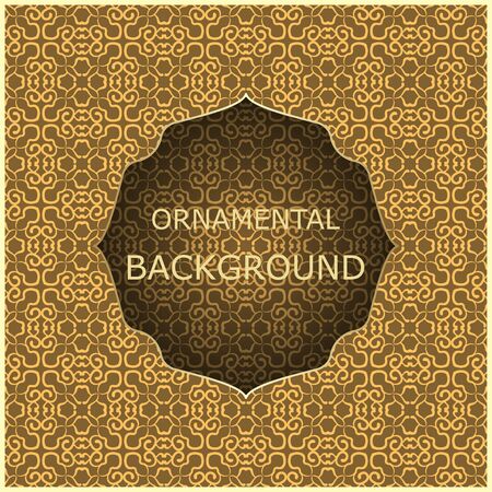A luxury vintage vector card. Color background with beautiful ornaments and golden screen frame.のイラスト素材