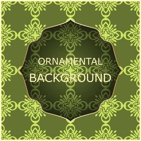 A luxury vintage vector card. Color background with beautiful ornaments and golden screen frame.のイラスト素材
