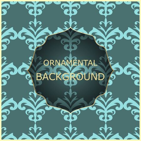 A luxury vintage vector card. Color background with beautiful ornaments and golden screen frame.のイラスト素材