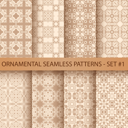 Vector illustration of ornamental seamless patterns set. Template for designのイラスト素材
