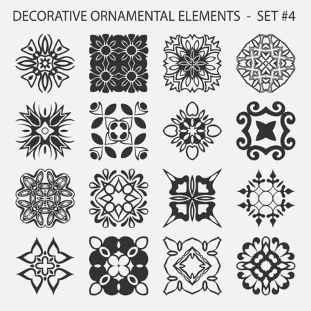 Vector set of abstract ornamental elements in vintage style. Template for designのイラスト素材