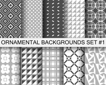 Set of seamless patterns Abstract geometrical backgrounds.Template for design. Vector illustrationのイラスト素材